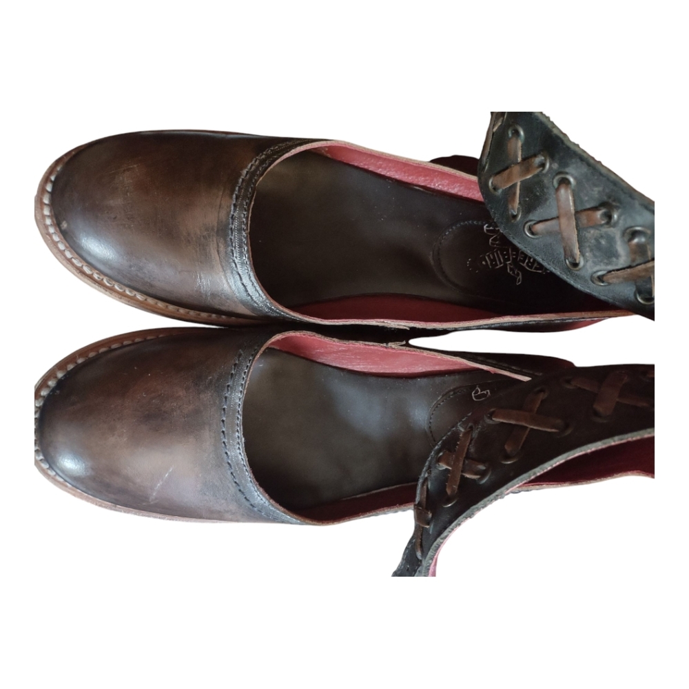 Freebird Dark Brown Leather Ankle Strap Flats - Picture 6 of 9